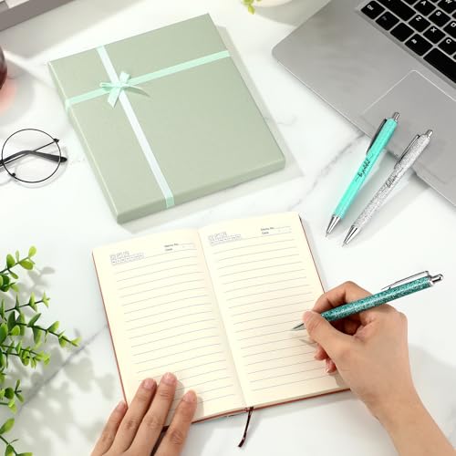 Affrolling 5 Pcs Christian Gifts for Women Church Religious Gifts A6 Bible Leather Notebook Pens with Box Prayer Journal for Men Bible Study Pastor's Wife Godmother Father(Light Green) - color: Light Green