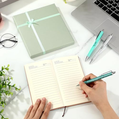 Affrolling 5 Pcs Christian Gifts for Women Church Religious Gifts A6 Bible Leather Notebook Pens with Box Prayer Journal for Men Bible Study Pastor's Wife Godmother Father(Light Green) - color: Light Green