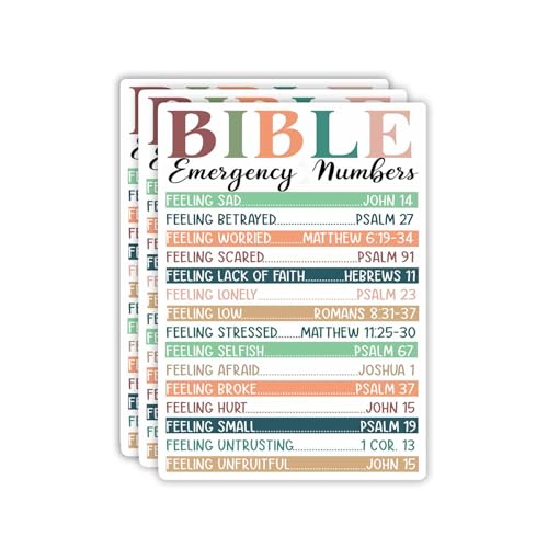 (3Pcs) Bible Emergency Numbers Christian Sticker Inspirational Quotes Bible Verse Jesus Vinyl Decal Stickers for Tumbler Laptop Kindle Water Bottles Book Phone Tablet- Size 3x2