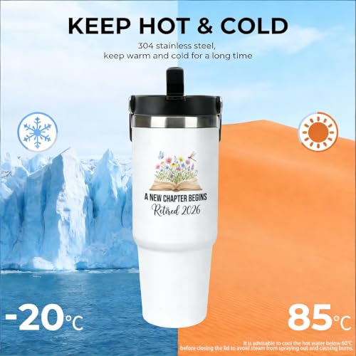 30 oz Friends Travel Mug with Handle and Straw, Happy Retirement 2026 Stainless Steel Vacuum Insulated Tumbler, Water Bottle, Funny Gifts for Coworkers - color: Retirement travel mug
