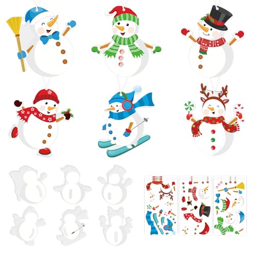 PAIVSUN 24Pcs Christmas Craft Kits, DIY Snowman Stickers Cutouts Ornaments Kit, Make Your Own Christmas Craft for Xmas Tree Decorations Winter Party Handcraft Supplies - style: Snowman