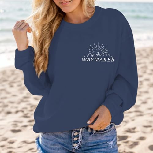 Pairxily Womens Christian Sweatshirt Inspirational Religious Faith Sweatshirts Graphic Crewneck Long Sleeve Shirts - color: Gray Blue, size: Medium