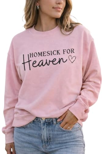 Homesick for Heaven Sweatshirt for Women – Christian Faith Crewneck Pullover, Inspirational Religious Gift Top - color: White, size: Medium