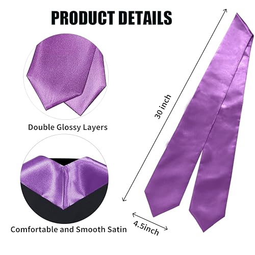 MyGradDay Plain Graduation Stole Colorful Stole for Adult Length 60",Rich in Color - color: Purple