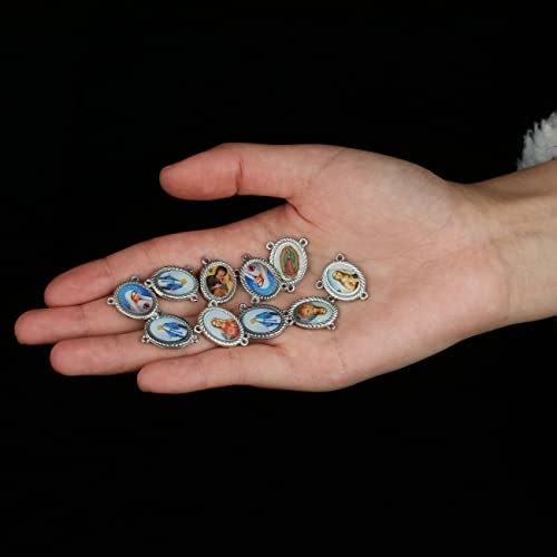 COTTVOTT St Benedict,Our Lady of Guadalupe Medal for DIY Jewelry Making,Virgin Mary Christ Jesus Rosary Center Connection Part - color: 20pcs-Enamel Medal C