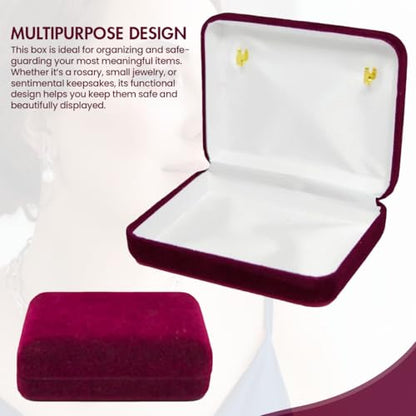 Novel Box Burgundy Communion Keepsake Rosary Box 3.25x2.5x1 Inches - color: Burgundy