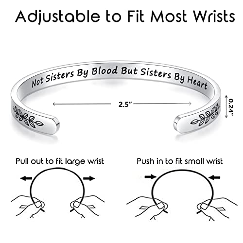TONY & SANDY Cuff Bracelets for Women Teen Girls Best Friend Sister Mom Daughter Granddaughter Easter Birthday Mother's Day Christmas Stocking Stuffers for Teen Girls Women Jewelry - style: 1 - Sister Gifts - Not sisters by blood but sisters by heart