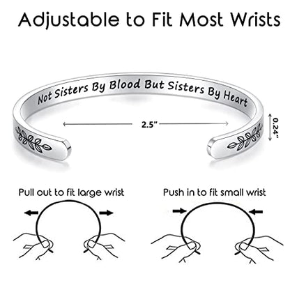 TONY & SANDY Cuff Bracelets for Women Teen Girls Best Friend Sister Mom Daughter Granddaughter Easter Birthday Mother's Day Christmas Stocking Stuffers for Teen Girls Women Jewelry - style: 1 - Sister Gifts - Not sisters by blood but sisters by heart