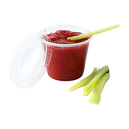 200-1oz Clear Polypropylene Small Plastic Containers | cups | with lids - size: Small (Pack of 1)