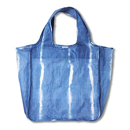 Pure Sage Reusable Grocery Bag - Stylish Shopping Bags for Groceries - Foldable Tote Bag - color: Indigo Mood