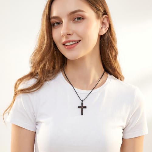 14K Gold Plated Cross Pendant Necklace Christian Jewelry Religious Gift - color: A11-Cross Black Wood