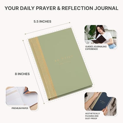 Daily Prayer Journal with Prompts | 90-Day Guided Devotional & Scripture Reflection | Bible Study and Spiritual Growth Tracker | Undated Faith Planner, 5.5x8" - Sage Green Chevron - color: Chevron Sage Green