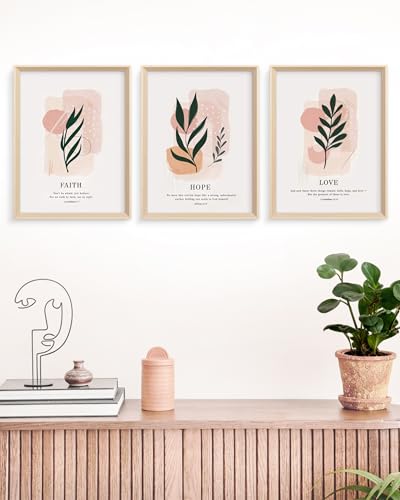 HesenDot Faith Hope Love Framed Wall Art,12x16IN High Wood Frame Design - color: High Frame Faith Hope Love