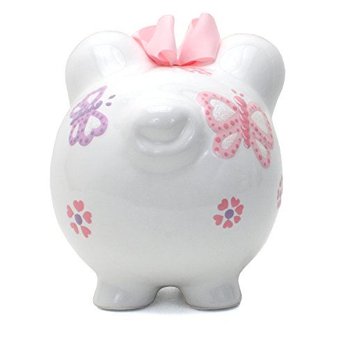 Child to Cherish Ceramic Piggy Bank for Girls, Butterfly - color: Butterfly