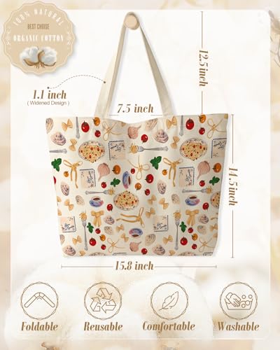 Miss Adola Large Tote Bag for Women - Canvas Tote Bag with Zipper Aesthetic Reusable Shoulder Bag for Gym, Travel, Work - style: Afternoon Tea