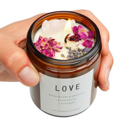 Love Spell Candles, Ritual, Soy Wax Crystal, Manifesting, Garnet, Rose Quartz, Pink Crystal Candles.(Love) - style: Love