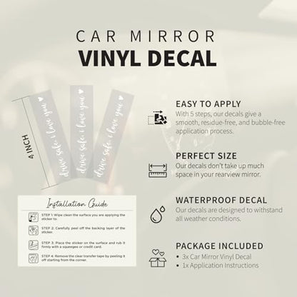 3X I Love You Drive Safe Mirror Sticker - I Love You Drive Safe Sticker - color: Drive Safe I Love You