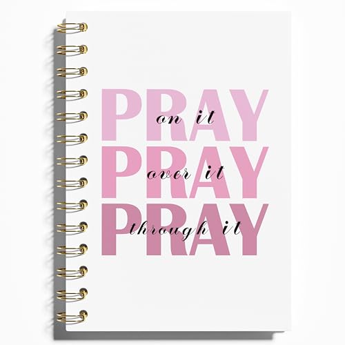 WFSM Prayer Journal, Pink Preppy Notebook - Pray on It Pray over It Pray Through It, Christian Gifts Journal, Daily Prayer Journal, Christian Journal, Christian Notebook for Women, 5.5x8.3 Inches - color: Pink
