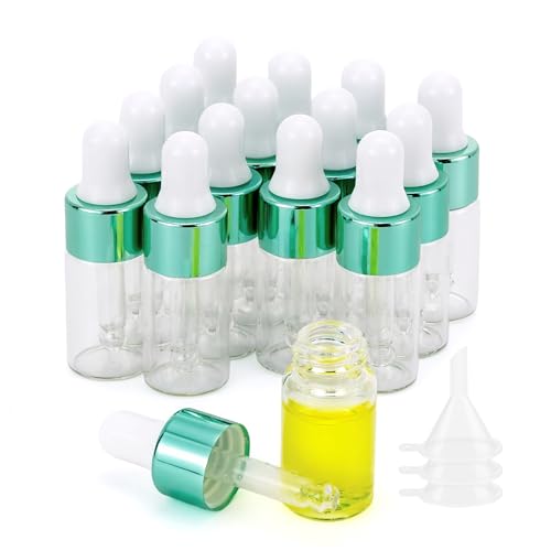 Kesell 3ml Glass Dropper Bottles for Essential Oils, 15-Pack - color: Green