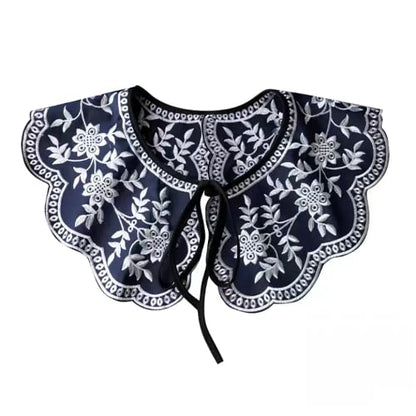 White Lace Detachable Fake Collar for Women Summer Dresse and Shirt - style: Black Orchid