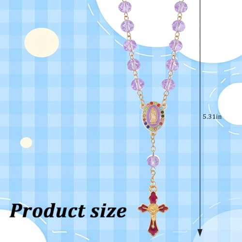 Car Rosary for Rearview Mirror, Pearl Heart Chain Catholic Auto Steering Wheel Rearview Hanging Accessories, Artificial Pearls Vehicle Hanging Rosary Charm Decor, Universal Fit (Purple) - color: Purple