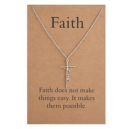 Lcherry Faith Cross Pendant Necklace for Women Religious Christian Jewelry Birthday Christmas Gifts for Women - style: 1-Faith
