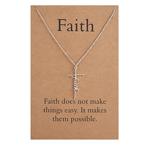 Lcherry Faith Cross Pendant Necklace for Women Religious Christian Jewelry Birthday Christmas Gifts for Women - style: 1-Faith