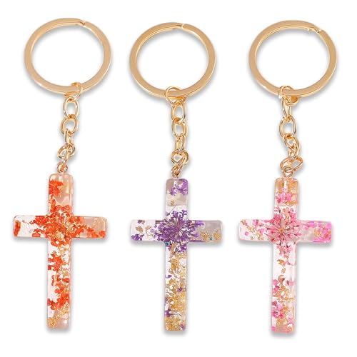 Cross Keychain Christian Jesus Keychain for Women, Resin Key chain for Bag Charm Car Accessories Women Men Gifts - color: 001