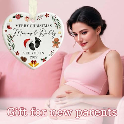 Merry for Expecting Parents - Expecting Parents to Be Unique Gifts - Baby Pregnancy Announcement Gift for Husband, Family, Grandparents - Baby Pregnancy Announcement Ornament 2027 - color: Mommy & Daddy-2027