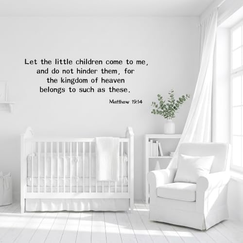 Blinggo Matte Black Matthew 19 14 Bible Vinyl Wall Decal Christian Faith (Black, 40'' Width) - size: 40'' Width