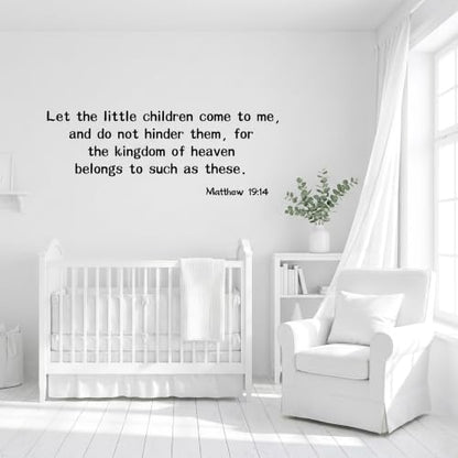Blinggo Matte Black Matthew 19 14 Bible Vinyl Wall Decal Christian Faith (Black, 35'' Width) - size: 35'' Width