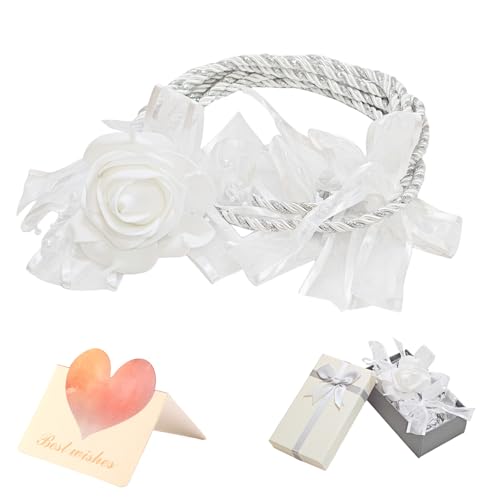 Lazo para Boda Set, Wedding Lasso Traditional Catholic Ceremony Cord with Lazo de Bodas para los Novios - color: White-2