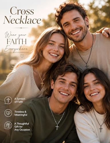 LOYALLOOK Cross Necklace for Men Women Silver Gold Black Mens Necklaces - style: 1:9