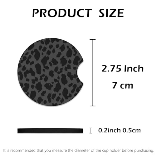 KARREAL 2 Pcs Car Cup Coasters - Black Leopard Print - color: Black Leopard Print