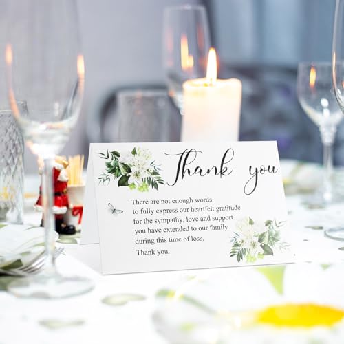 Marspark 25 Pack Funeral Thank You Cards Sympathy Envelopes, Lily - style: Lily