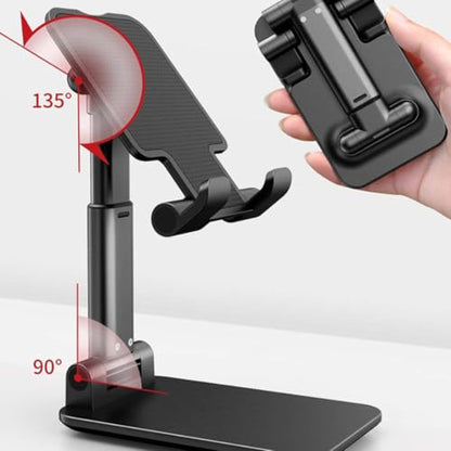 Adjustable Cell Phone Stand – Foldable Desk Phone Holder for iPhone 16 15 14 13 12 11 Pro Max, Galaxy S25 S24, All Smartphones, Portable Office & Home Accessory (Black) - color: Black