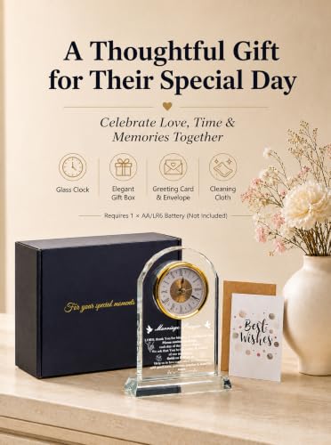 Wedding Gifts for Couples 2026, Unique Marriage Prayer Glass Desk Clock - color: Marriage Prayer