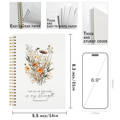 UTELKA Bible Journals, Floral Prayer Notebooks for Bible Notes, 5.5x8.3 - color: The Joy of The Lord is My Strength