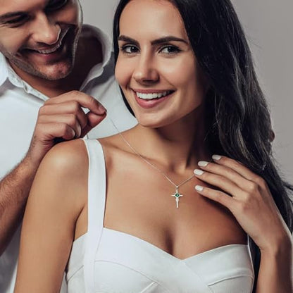 Iefil Cross Necklace for Women - Birthstone Necklace - color: 11-Nov-Created Citrine