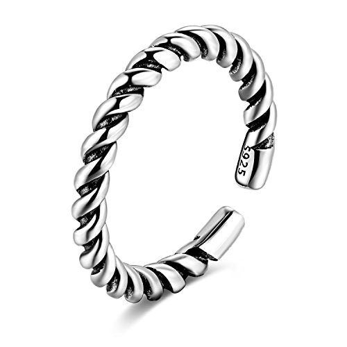 925 Sterling Silver Celtic Knot Open Adjustable Ring for Women Size 4-7 - color: One line twist