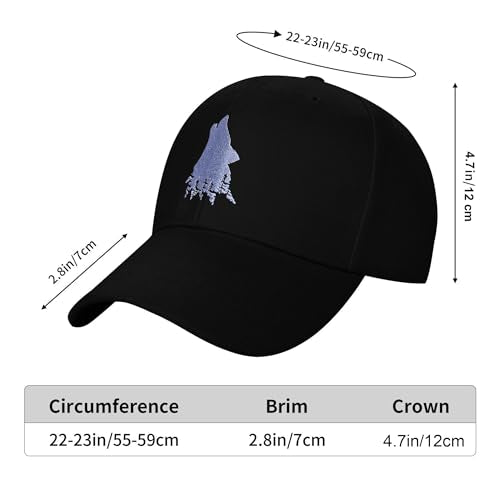 Embroidered Baseball Cap for Women Men Adjustable Baseball Hat Black Baseball Cap Trucker Hat - color: Wolf Tree