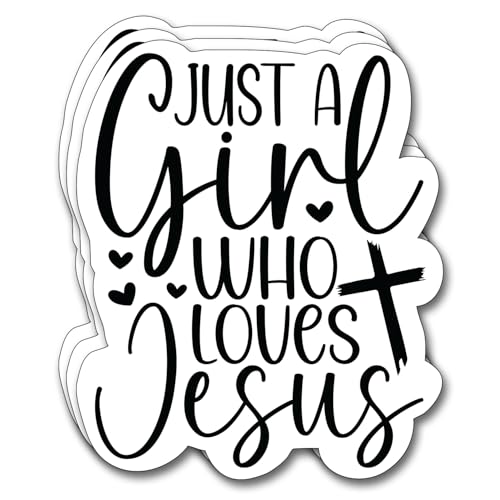 (3Pcs) Just A Girl Who Loves Jesus Sticker Christian Gifts Decorate Books Laptop Phone Water Bottles Kindles Stickers Tumbler Sticker Waterproof Vinyl Decorate 2,6 x 3 Inch - color: Just a Girl Who Loves Jesus
