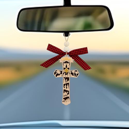 D4DREAM Cross Christmas Ornament 3D Wooden Religious Ornament - color: A02