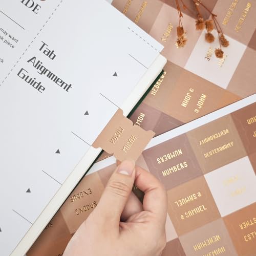 Laminated Bible Tabs for Women and Men, Gold Foil Embossed Lettering - style: Amber Brown