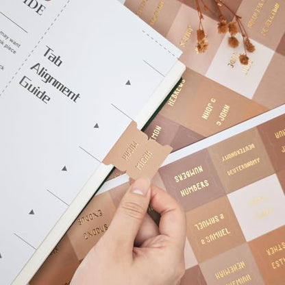 Laminated Bible Tabs for Women and Men, Gold Foil Embossed Lettering - style: Amber Brown