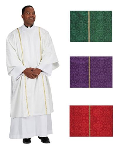 Trinity Church Supply Classic Jacquard Dalmatic Inner Stole Church Clergy Catholic Christian Cotton Vestment Pastor Gift, Color - Rose, Length - 59 Inch