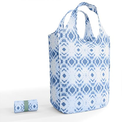 Pure Sage Reusable Grocery Bag - Stylish Shopping Bags for Groceries - Foldable Tote Bag - color: Indigo Spirit