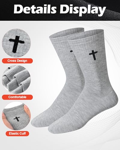 Shihanee 12 Pairs Cross Socks Men Crew - color: Light Gray