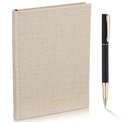 Engrowtic Wedding Officiant Book with Pen 5.25x8.25,Beige,Classic - color: Beige, style: Classic