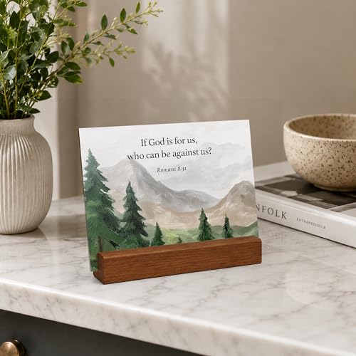 Bible Verse Cards with Wood Stand, 48 Prayer Cards for Daily Display - color: Watercolor 01